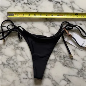 NWT Quince Italian Adjustable Side-Tie Bikini Bottom, Black Sz XS thumbnail 8