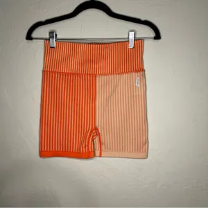 Free People Movement Striped‎ Mixing Papaya Color Block Orange Athletic Shorts thumbnail 4