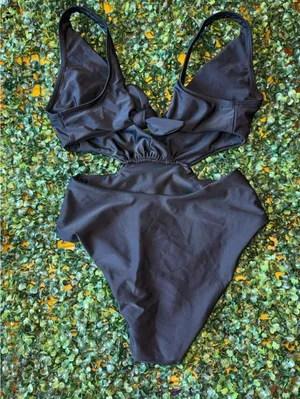 South Beach Black Plunge Tie Back Swimsuit NEW SZ UK 8 US 4 thumbnail 4