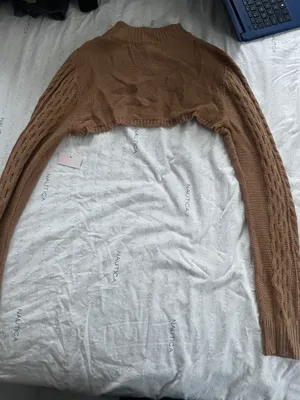 Women Half Sweater Size Medium Tan thumbnail 3
