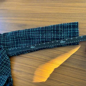 Y2K Tweed Blazer S Blue Plaid Floral Lapel Rosette Office Siren Whimsy Rom Com thumbnail 6