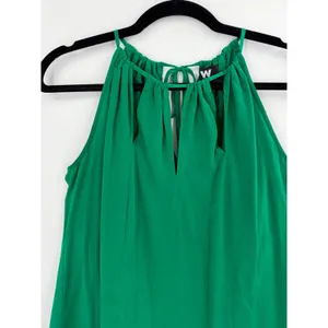 W by Worth‎ Halter Top Womens 0 Green Silk Blend Keyhole Neck Quiet Luxury thumbnail 5