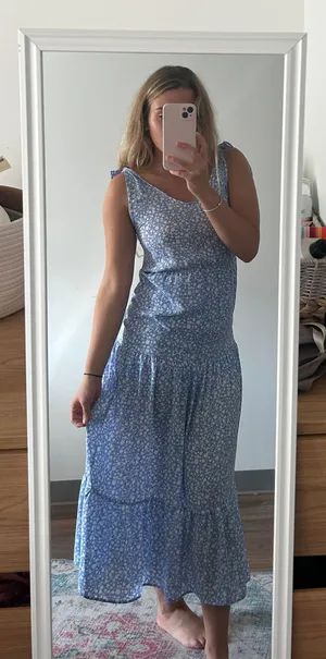 Blue And White Floral Dress thumbnail 1