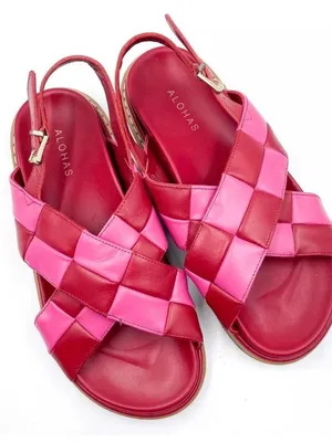 Alohas Marshmallow Scacchi sandals in pink and red checkered print thumbnail 2
