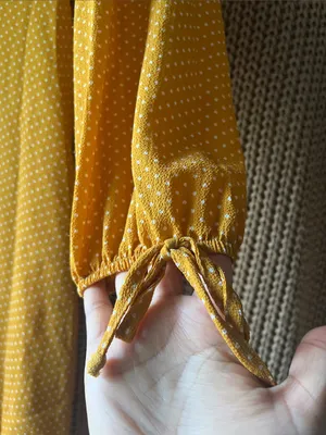 Como Vintage Mustard Yellow Polka Dot Long Sleeve Dress thumbnail 4