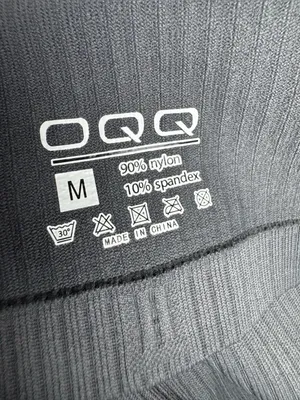 OQQ Long Sleeve Ribbed Henley Top - Gray Size Medium thumbnail 6