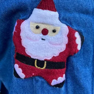 Grandmacore Christmas button down denim shirt women’s size medium santa claus thumbnail 6