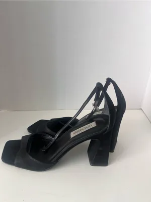 Steve Madden Black Strappy Square-Toe Block Heels thumbnail 2