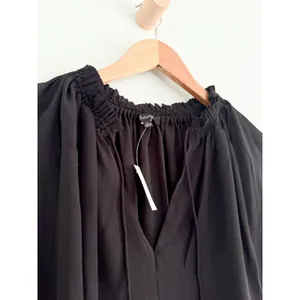 Madewell | NWT Tie Neck Blouse Black‎ Long Sleeve Top | Sz L thumbnail 6