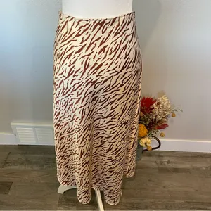 Abercrombie & Fitch Zebra Print Satin Midi Skirt thumbnail 4