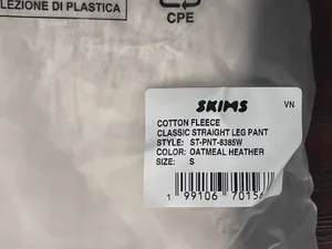 Skims Cotton Fleece Classic Straight Leg Pant in Oatmeal Heather, Small New thumbnail 8