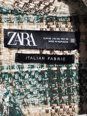 ZARA Combination Green Plaid Italian Fabric Jacket XS thumbnail 4