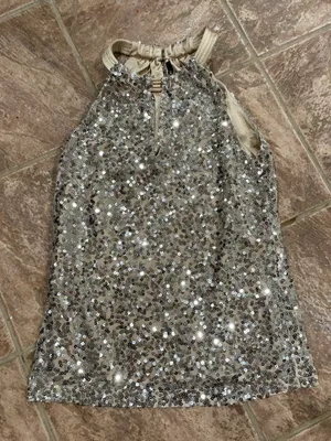 Sparkle Mini Dress Silver Size XS thumbnail 1