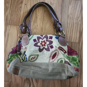 Fossil Handbag Womens Canvas Multicolor Floral Pattern Dual Handles‎ Boho Y2K thumbnail 2