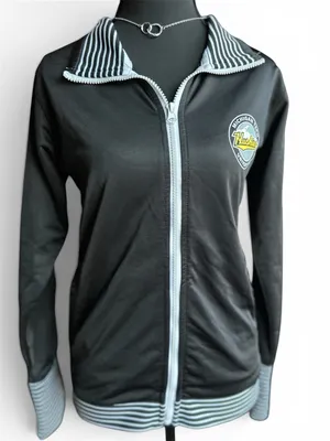 J. America Michigan Tech Huskies Track Jacket Womens S Black Stripe Zip VTG VGUC thumbnail 1