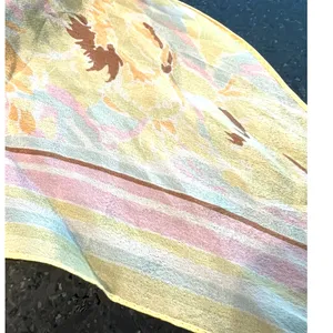 Pastel butter yellow silk scarf floral hair tie head bad accessory neck tie thumbnail 4