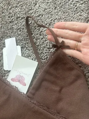 Anwnd Women’s Brown Knit Triangle Tank Top with Adjustable Straps thumbnail 2