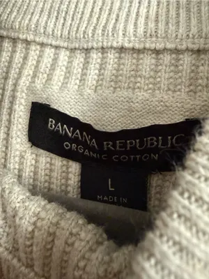 Banana Republic Women's 100% Organic Cotton Mockneck Sweater Size Large Cream thumbnail 3