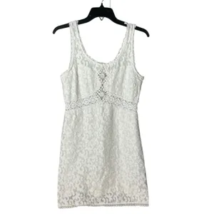 Free People Revolve Ivory Daisy Chain Medium Lace‎ Crochet Mini Dress #OP2-1 thumbnail 2