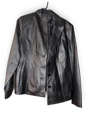Vintage East 5th Genuine Leather Blazer Jacket Women’s Large Black 90s Y2K thumbnail 1