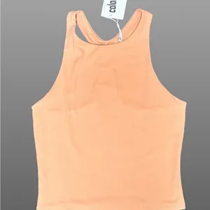 NWT Colorfulkoala Ivory High Neck Contour Tank Top Crop Double Lined - Medium thumbnail 6