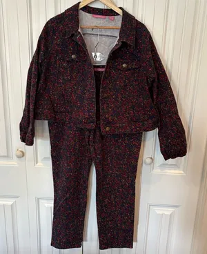 Woman Within Floral Denim Jacket And Jeans Set Size 12W/16W‎ thumbnail 1