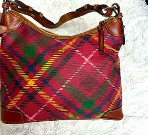 Dooney and Bourke Plaid Tartan Dome Handbag with Pebbled leather thumbnail 2