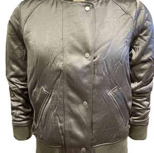 Abercrombie & Fitch Olive Green Satin Classic Bomber Jacket thumbnail 2