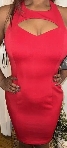 Guess Women True Red Laila Dress Size 8 Cross Back New With Tags Stretch 88.00 thumbnail 1