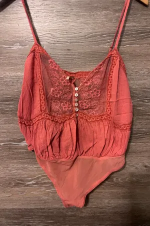 Free people cami size small top one piece orange tank strap boho excellent thumbnail 1