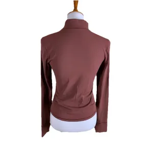 Offline By Aerie Brown‎ Mock Neck Long Sleeve Fitted Top Soft Stretch M thumbnail 2
