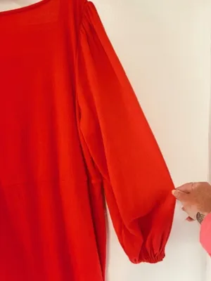 Ava & Viv Women's 1X Red Ruched Tie Front Long Sleeve Mini Dress NWT Plus Size thumbnail 4