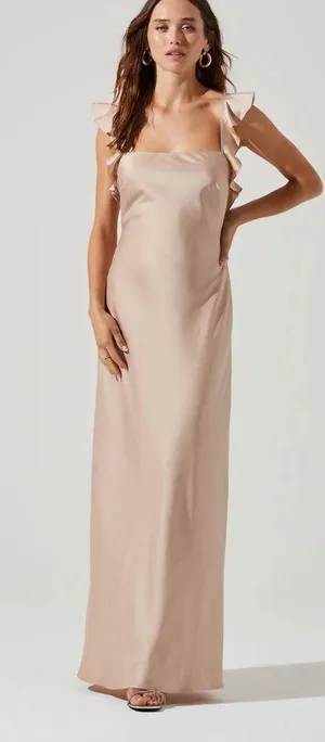ASTR The Label BRYNA RUFFLE STRAP SATIN MAXI DRESS thumbnail 1