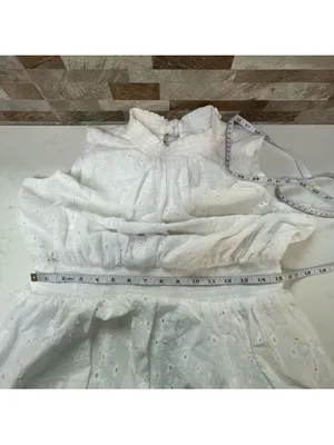 Laundry By Shelli Segal White Eyelet Cotton Layered Tiered Sleeveless Dress XL thumbnail 6