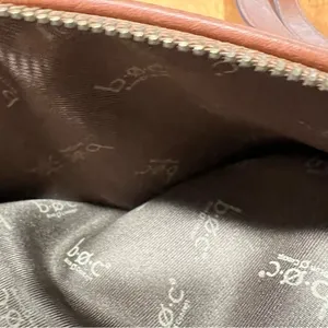 Born boc brown leather shoulder bag contrast stitching brass details thumbnail 5