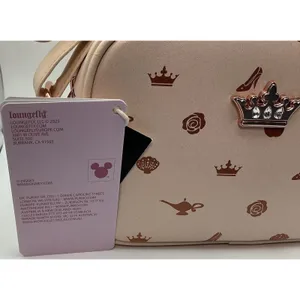 Loungefly Disney Princess Crossbody Bag Beige Rose Gold Crown Faux Leather New thumbnail 4