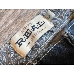 Real Ariat denim jeans Mid Rise Boot Entwined 28L 28 Long Bootcut Womens Cowgirl thumbnail 3