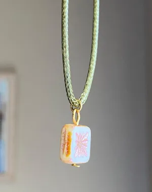 Handmade unique quality Czech glass bead fairy boho vintage retro style necklace🌿✨ thumbnail 2