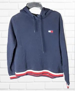 Tommy Hilfiger Women's Medium‎ Hoodie Cropped Fit Preppy Logo Hooded thumbnail 1