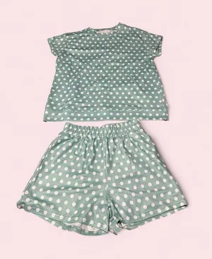 Polka Dot Blue & White Short lounge Set thumbnail 1