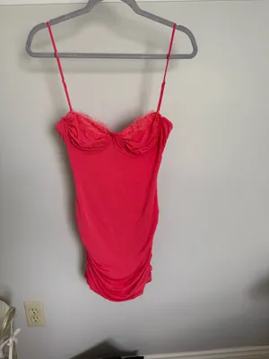 Lucy in the sky coral pink mini dress size small thumbnail 3