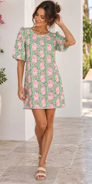 Lilly Pulitzer Size XL Pink Green Pineapple Print Cotton Shift Dress NWOT thumbnail 1