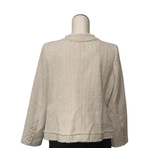 NWT NANETTE nanette lepore Pearl Button Tweed Jacket Large Oatmeal thumbnail 5