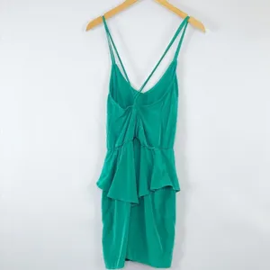 Lulus Teal Green Peplum Satin Mini Dress Sundress Womens S NWOT thumbnail 3