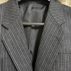 Elegant Charcoal Pinstripe Men's Blazer thumbnail 2