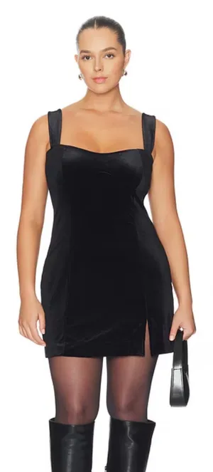 NWT Good American Black Velvet Mini Dress Women’s size XL thumbnail 1