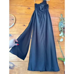 NWT Lulus Signature Elegance Black Satin One-Shoulder Maxi Dress Gala Banquet M thumbnail 7