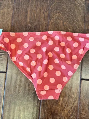 aerie Coral Polka Dot Bikini bottoms size small NWT thumbnail 2