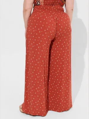 Torrid Pull-On Wide Leg Challis Smocked Waist High-Rise Pant Bossa Nova Geo 3X thumbnail 2