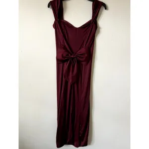 Oh Polly Midi sleeveless Bow detail Dress Burgundy Wine Size 4 thumbnail 4
